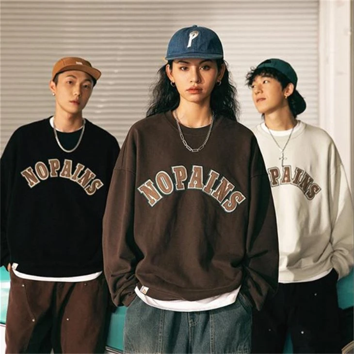 Double Suede Applique Embroidered Sweatshirt Double Suede Applique Embroidered Sweatshirt
