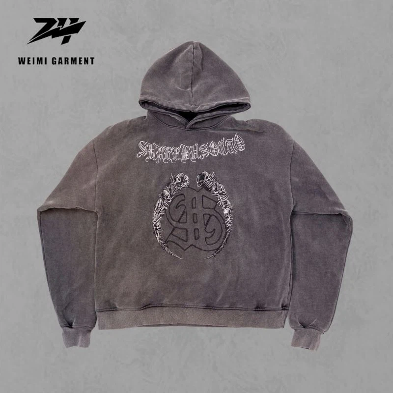 Wholesale Embroidery Washed Hoodie