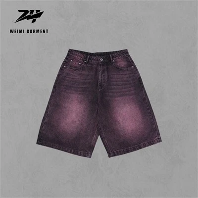 Red Washed Denim Shorts in Manufacturer