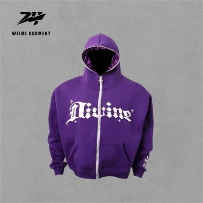 Full Zip Up Hoodei Puff Logo Wholesale
