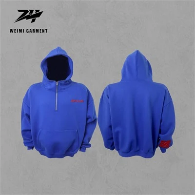 Customer Embroidery Collared Half Zip Hoodie