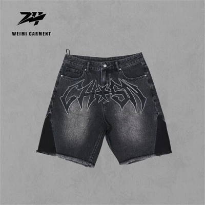 Embroidered Wholesale Washed Denim Shorts