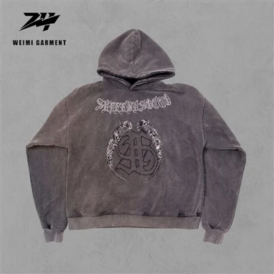 Wholesale Embroidery Washed Hoodie