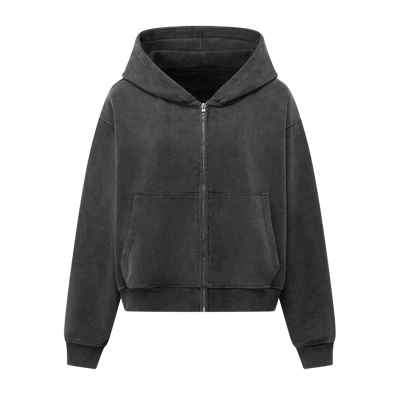 Wholesale OEM Acid Light Wash Oversized Heavyweight Zip Up Hoodie Kornit DTG Print