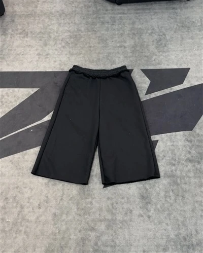Wholesale OEM Cotton Shorts Black Ruffled Culottes Elastic Waist Wide Leg Kornit DTG Print