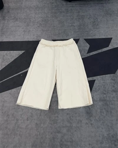 Wholesale OEM Cotton Shorts Cream White Ruffled Culottes Elastic Waist Wide Leg Kornit DTG Print