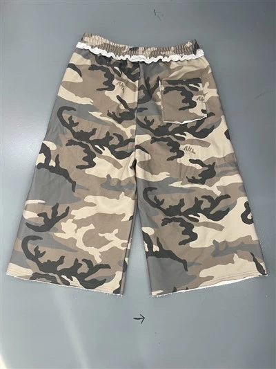 Wholesale OEM Cotton Shorts Desert Camouflage Ruffled Culottes Elastic Waist Wide Leg Kornit DTG Print