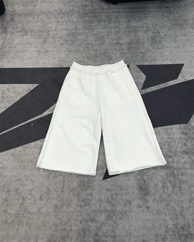 Wholesale OEM Cotton Shorts Light White Ruffled Culottes Elastic Waist Wide Leg Kornit DTG Print