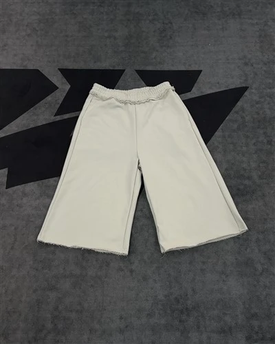 Wholesale OEM Cotton Shorts Off White Ruffled Culottes Elastic Waist Wide Leg Kornit DTG Print